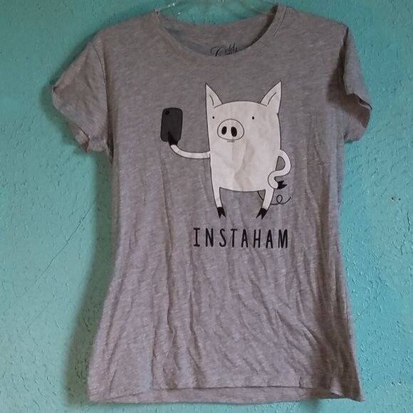 T Shirt Top Tee InstaHam Pig Piggy Cold Crush  WOMEN'S WOMAN'S Size Extra Large - Picture 6 of 7